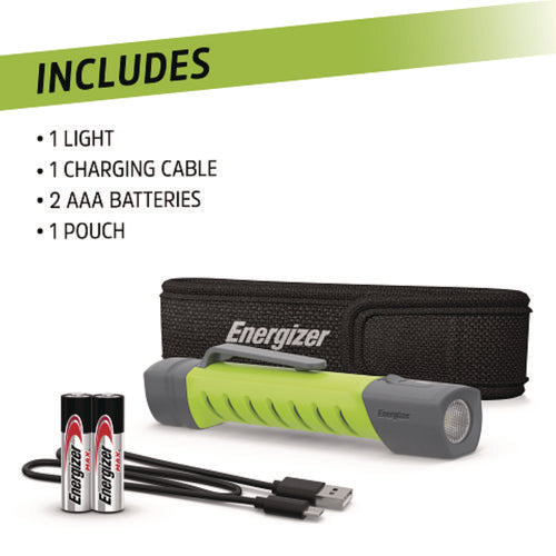 Image of Energizer® Pro Series Hybrid Handheld, Rechargeable Lithium Ion/2 AA Batteries (Included), Gray/Green