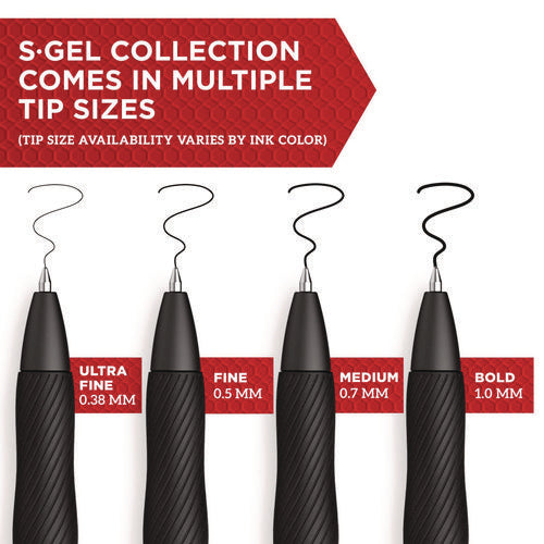 Image of Sharpie® S-Gel S-GEL HIGH-PERFORMANCE GEL PEN, RETRACTABLE, MEDIUM 0.7 MM, BLACK INK, BLACK BARREL, 4/PACK