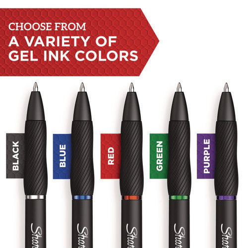 Image of Sharpie® S-Gel S-GEL HIGH-PERFORMANCE GEL PEN, RETRACTABLE, MEDIUM 0.7 MM, BLACK INK, BLACK BARREL, 4/PACK