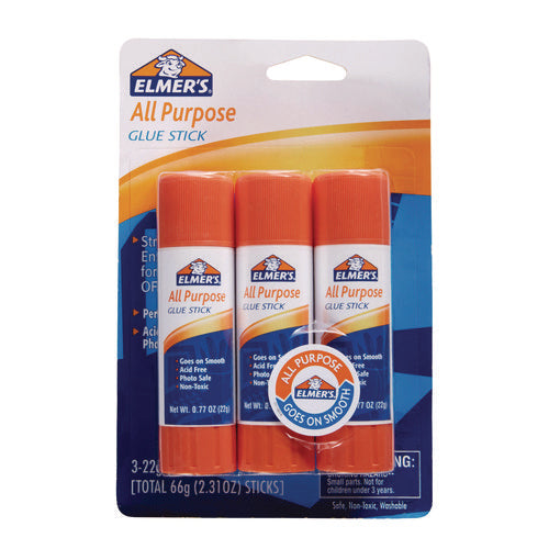 Image of Elmer's® All Purpose Glue Stick, 0.77 oz, Dries Clear, 3/Pack