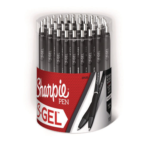 Image of Sharpie® S-Gel S-GEL HIGH-PERFORMANCE GEL PEN, RETRACTABLE, MEDIUM 0.7 MM, BLACK INK, BLACK BARREL, 36/PACK