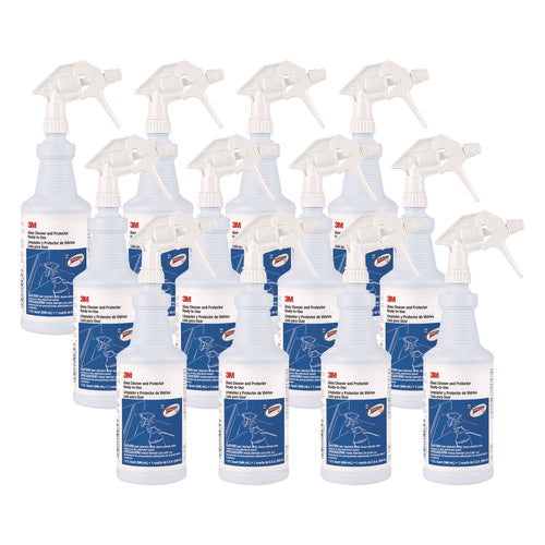 Image of 3M Ready-To-Use Glass Cleaner With Scotchgard, Apple, 32 Oz Spray Bottle, 12/carton