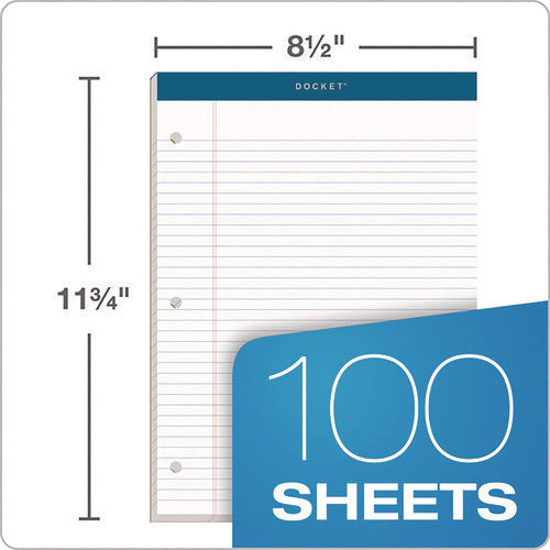 Image of TOPS Double Docket Ruled Pads With Extra Sturdy Back, Medium/college Rule, 100 White 8.5 X 11.75 Sheets