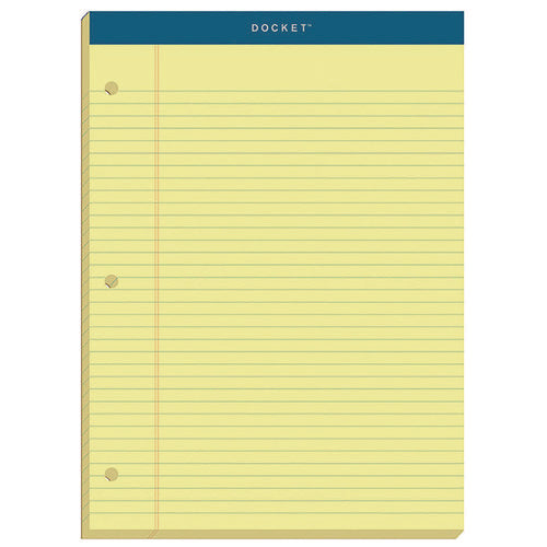 Image of TOPS Double Docket Ruled Pads With Extra Sturdy Back, Medium/college Rule, 100 Canary-Yellow 8.5 X 11.75 Sheets