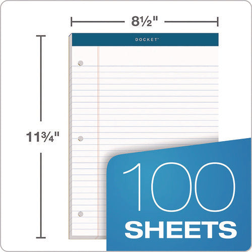 Image of TOPS Double Docket Ruled Pads With Extra Sturdy Back, Wide/legal Rule, 100 White 8.5 X 11.75 Sheets
