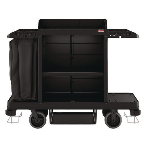Image of Suncast Commercial® Standard Housekeeping Cart, Plastic, 1 Shelf, 24" x 62.13" x 49.75", Black