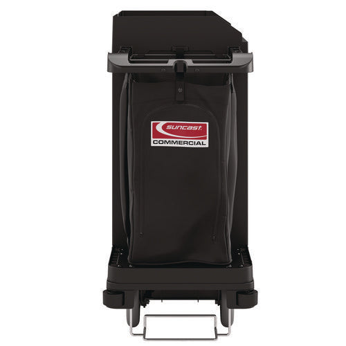 Image of Suncast Commercial® Standard Housekeeping Cart, Plastic, 1 Shelf, 24" x 62.13" x 49.75", Black