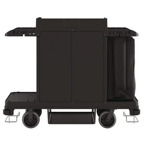 Image of Suncast Commercial® Standard Housekeeping Cart, Plastic, 1 Shelf, 24" x 62.13" x 49.75", Black