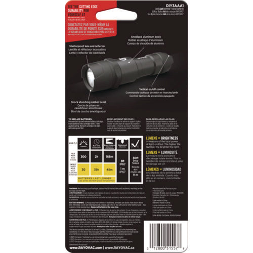 Image of Rayovac® Virtually Indestructible LED Flashlight, 3 AAA Batteries (Included), Black