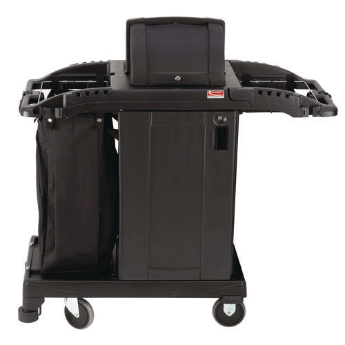 Image of Suncast Commercial® Compact Premium Housekeeping Cart, Plastic, 1 Shelf, 23.25" x 53.22" x 53.06", Black