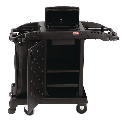 Image of Suncast Commercial® Compact Premium Housekeeping Cart, Plastic, 1 Shelf, 23.25" x 53.22" x 53.06", Black