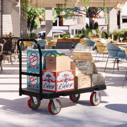 Image of Suncast Commercial® Resin Platform Truck, 1,600 lb Capacity, 24.25 x 52.25 x 41, Black