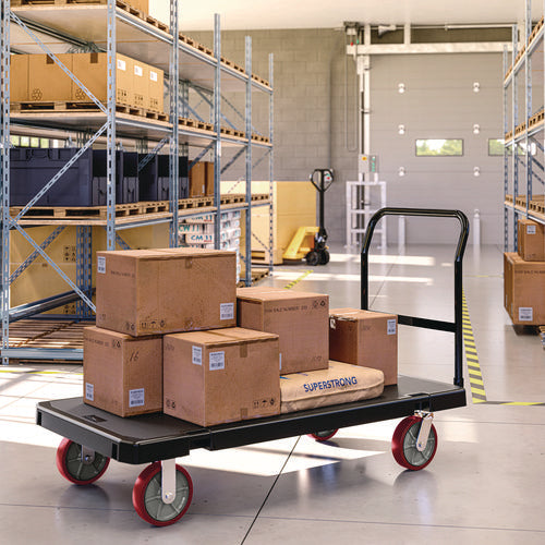 Image of Suncast Commercial® Resin Platform Truck, 1,600 lb Capacity, 30.25 x 64.5 x 41, Black