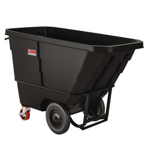 Image of Suncast Commercial® 1 cu yd Heavy Duty Tilt Truck, Forkliftable Frame, 2,200 lb Capacity, Black/Red