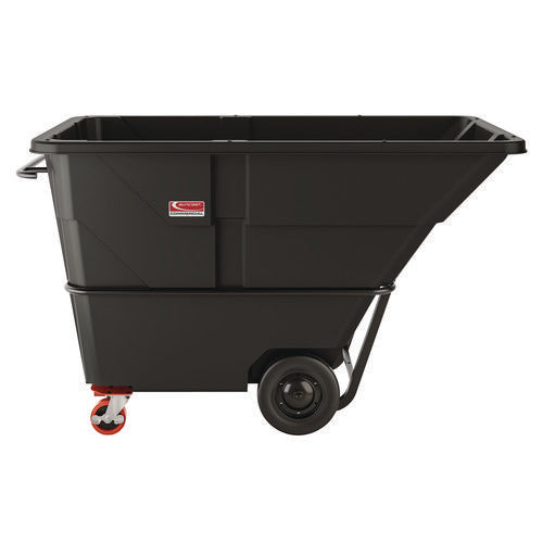 Image of Suncast Commercial® 2 cu yd Heavy Duty Tilt Truck, Forkliftable Frame, 2,300 lb Capacity, Black/Red