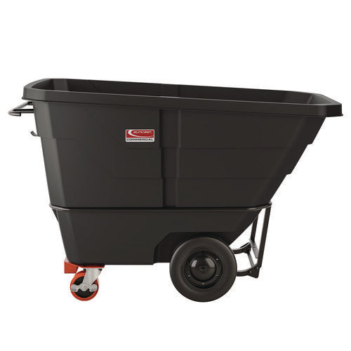 Image of Suncast Commercial® 1 cu yd Heavy Duty Tilt Truck, Forkliftable Frame, 2,200 lb Capacity, Black/Red