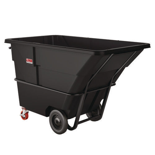 Image of Suncast Commercial® 2 cu yd Heavy Duty Tilt Truck, Forkliftable Frame, 2,300 lb Capacity, Black/Red