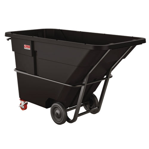 Image of Suncast Commercial® 1.5 cu yd Standard Duty Tilt Truck, Forkliftable Frame, 1,300 lb Capacity, Black/Red