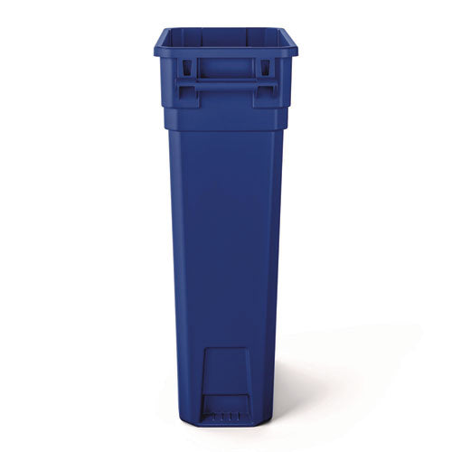 Image of Suncast Commercial® 23 Gallon Resin Slim Recycling Trash Can, Plastic, Blue/White
