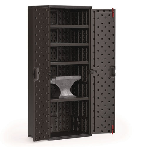 Image of Suncast Commercial® Tall Storage Cabinet, Five Shelves: One Fixed, Four Adjustable, 30" x 20.25" x 72", Gray