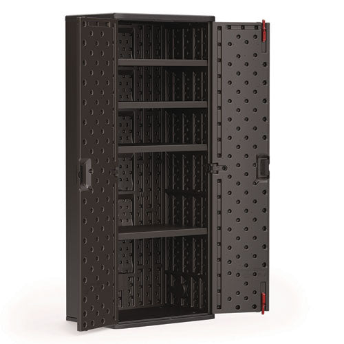 Image of Suncast Commercial® Tall Storage Cabinet, Five Shelves: One Fixed, Four Adjustable, 30" x 20.25" x 72", Gray