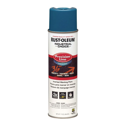 Image of Rust-Oleum® Industrial Choice M1800 System Water-Based Precision Line Marking Paint, Flat APWA Caution Blue, 17 oz Aerosol Can