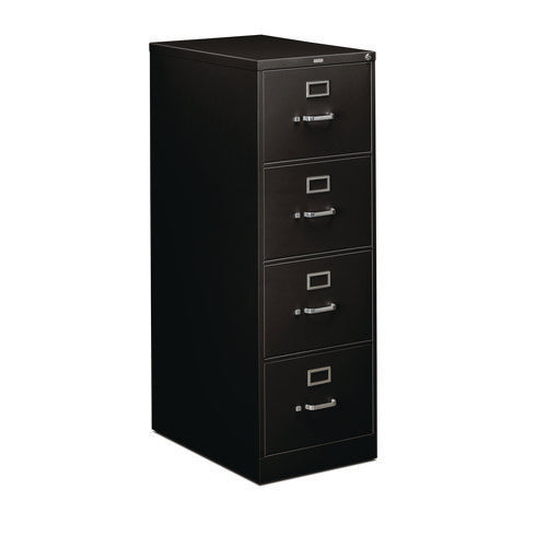 Image of HON® 310 Series Vertical File, 4 Legal-Size File Drawers, Black, 18.25" X 26.5" X 52"