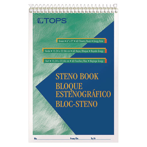 Image of TOPS Gregg Steno Pads, Gregg Rule, 60 Green-Tint 6 X 9 Sheets