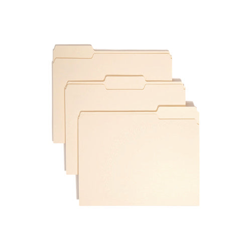Image of Smead Manila File Folders, 1/3-Cut Tabs: Assorted, Letter Size, 0.75" Expansion, Manila, 100/Box