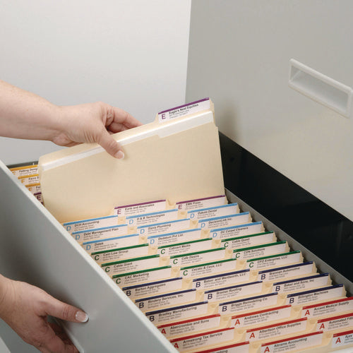 Image of Smead Reinforced Tab Manila File Folders, 1/3-Cut Tabs: Assorted, Letter Size, 0.75" Expansion, 11-pt Manila, 100/Box
