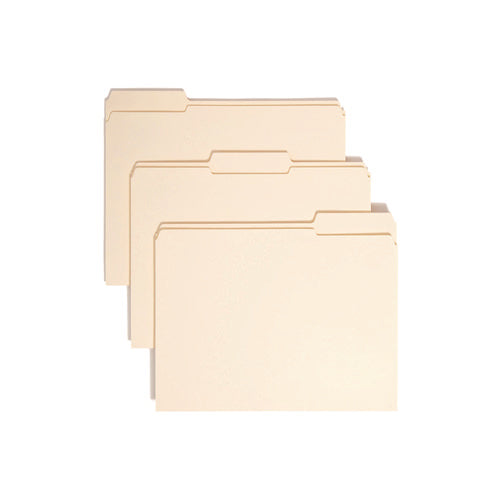 Image of Smead Reinforced Tab Manila File Folders, 1/3-Cut Tabs: Assorted, Letter Size, 0.75" Expansion, 11-pt Manila, 100/Box