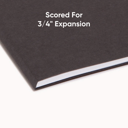 Image of Smead Interior File Folders, 1/3-Cut Tabs: Assorted, Letter Size, 0.75" Expansion, Black/Gray, 100/Box