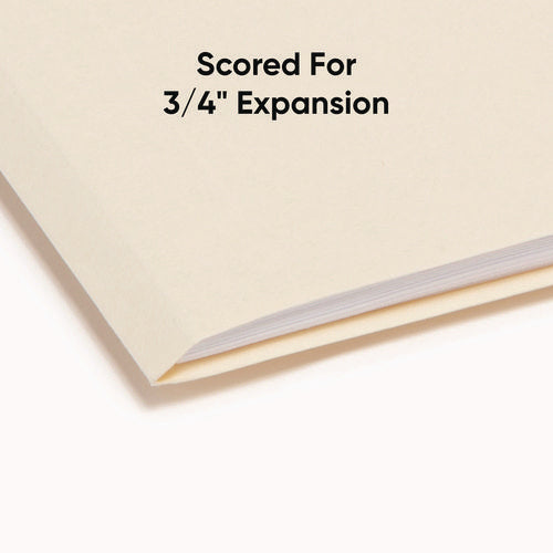 Image of Smead Reinforced Tab Manila File Folders, 1/3-Cut Tabs: Assorted, Letter Size, 0.75" Expansion, 11-pt Manila, 100/Box