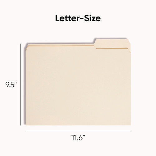 Image of Smead Reinforced Tab Manila File Folders, 1/3-Cut Tabs: Assorted, Letter Size, 0.75" Expansion, 11-pt Manila, 100/Box