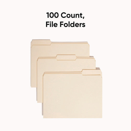 Image of Smead Reinforced Tab Manila File Folders, 1/3-Cut Tabs: Assorted, Letter Size, 0.75" Expansion, 11-pt Manila, 100/Box