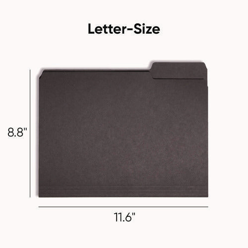 Image of Smead Interior File Folders, 1/3-Cut Tabs: Assorted, Letter Size, 0.75" Expansion, Black/Gray, 100/Box