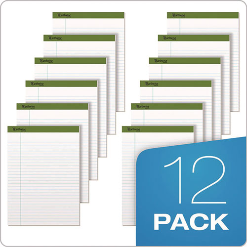 Image of Ampad® Earthwise By Ampad Recycled Writing Pad, Wide/legal Rule, Politex Green Headband, 50 White 8.5 X 11.75 Sheets, Dozen