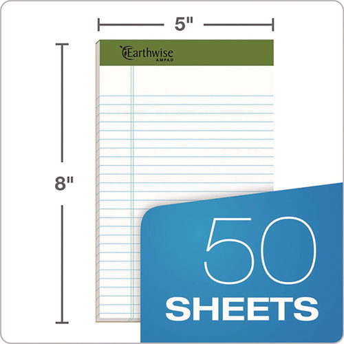 Image of Ampad® Earthwise By Ampad Recycled Writing Pad, Narrow Rule, Politex Green Headband, 50 White 5 X 8 Sheets, Dozen