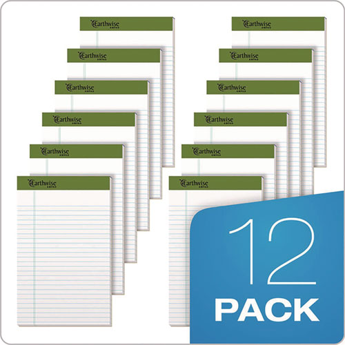 Image of Ampad® Earthwise By Ampad Recycled Writing Pad, Narrow Rule, Politex Green Headband, 50 White 5 X 8 Sheets, Dozen
