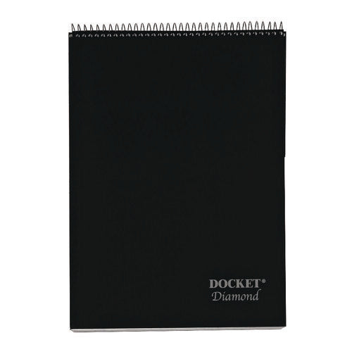 Image of TOPS Docket Diamond Top-Wire Ruled Planning Pad, Wide/legal Rule, Black Cover, 60 White 8.5 X 11.75 Sheets