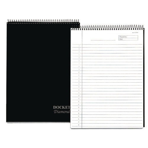 Image of TOPS Docket Diamond Top-Wire Ruled Planning Pad, Wide/legal Rule, Black Cover, 60 White 8.5 X 11.75 Sheets