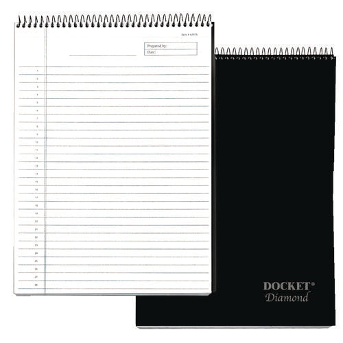Image of TOPS Docket Diamond Top-Wire Ruled Planning Pad, Wide/legal Rule, Black Cover, 60 White 8.5 X 11.75 Sheets