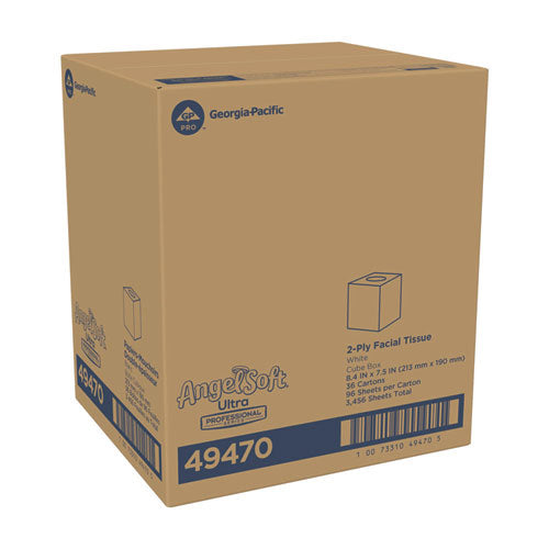 Image of Angel Soft® ps Ultra Facial Tissue, 2-Ply, White, 96 Sheets/Box, 36 Boxes/Carton