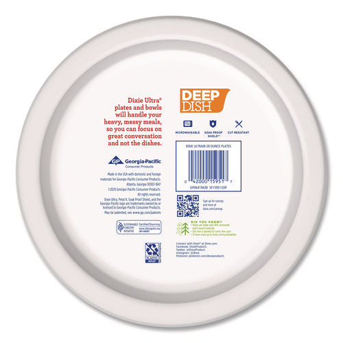 Image of Dixie® Ultra® Deep Dish Paper Plate, 9.56" dia, Blue/Yellow, 18/Pack