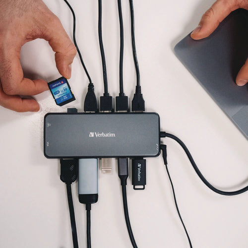 Image of Verbatim® USB-C Pro Multiport Hub14 Port, Gray