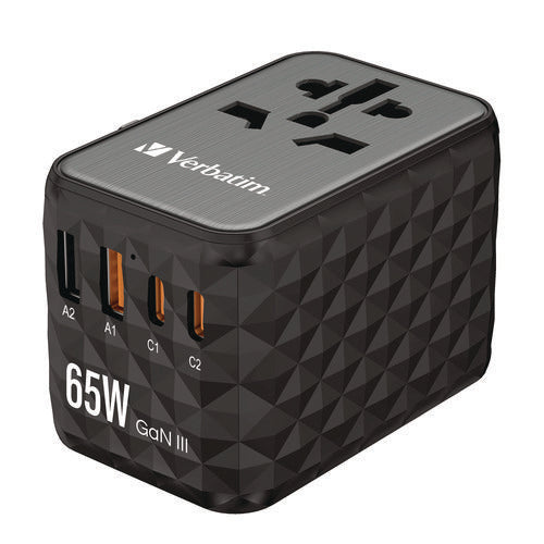 Image of Verbatim® UTA-05 Gan III Universal Travel Adapter, (2) USB-A/(2) USB-C/Quick Charge 4+
