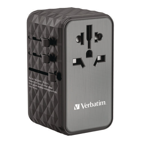 Image of Verbatim® UTA-06 Gan III Universal Travel Adapter, (2) USB-A/(2) USB-C/Quick Charge 4+