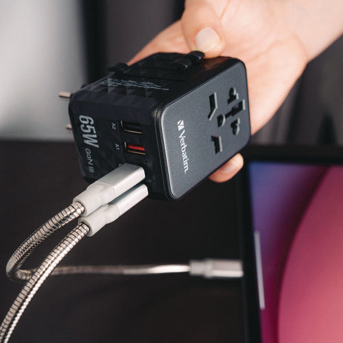 Image of Verbatim® UTA-05 Gan III Universal Travel Adapter, (2) USB-A/(2) USB-C/Quick Charge 4+