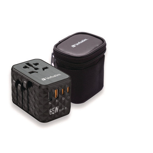 Image of Verbatim® UTA-05 Gan III Universal Travel Adapter, (2) USB-A/(2) USB-C/Quick Charge 4+