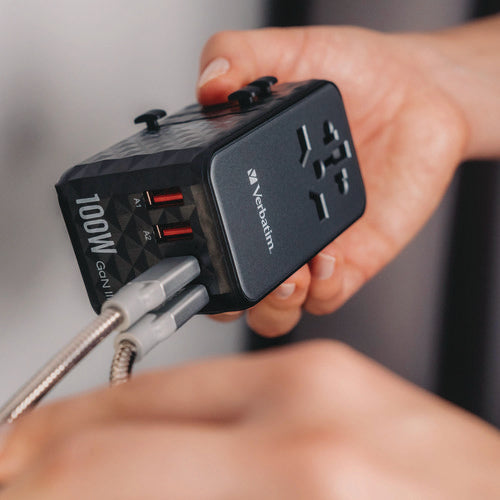 Image of Verbatim® UTA-06 Gan III Universal Travel Adapter, (2) USB-A/(2) USB-C/Quick Charge 4+